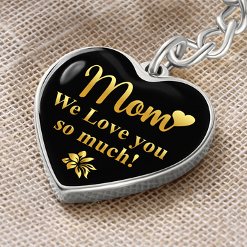 litzzy Mom We Love You So Much - Graphic Heart Keychain - Litzzy Mother's Day Gifts Necklace Jewelry Graphic Heart Keychain (Silver) No 
