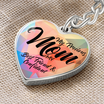 litzzy My Precious Mom - Graphic Heart Keychain - Litzzy Mother's Day Gifts Necklace Jewelry Graphic Heart Keychain (Silver) No 