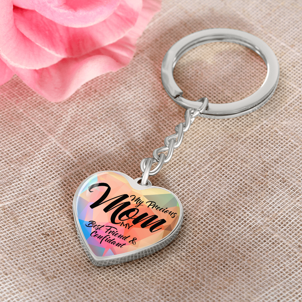 litzzy My Precious Mom - Graphic Heart Keychain - Litzzy Mother's Day Gifts Necklace Jewelry   
