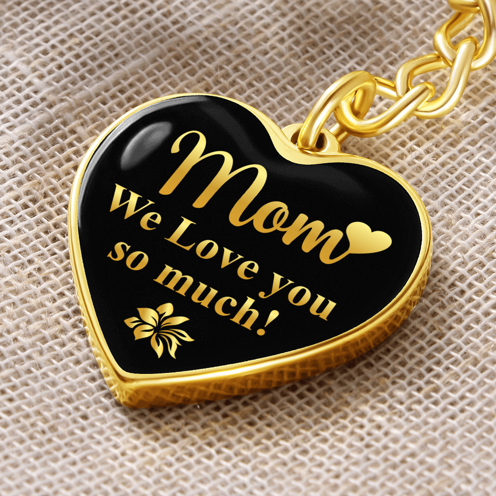 litzzy Mom We Love You So Much - Graphic Heart Keychain - Litzzy Mother's Day Gifts Necklace Jewelry Graphic Heart Keychain (Gold) No 