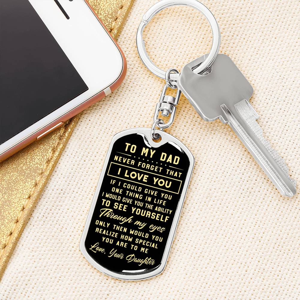 litzzy To My Dad - Never Forget That I Love You - Dog Tag Pendant Keychain Jewelry   