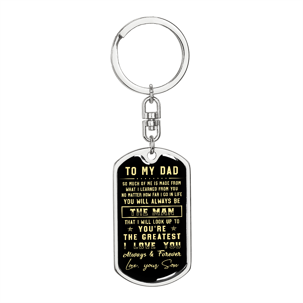 litzzy To my Dad - Father's Day Gift from Son - Graphic Dog Tag Keychain Jewelry Dog Tag with Swivel Keychain (Steel) No 