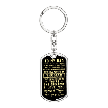 litzzy To my Dad - Father's Day Gift from Son - Graphic Dog Tag Keychain Jewelry Dog Tag with Swivel Keychain (Steel) No 