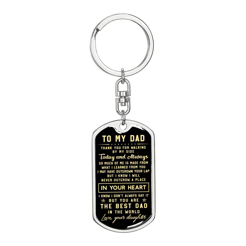 litzzy To my Dad Thank you for walking by my side 2 - Dog Tag Pendant Keychain Jewelry Dog Tag with Swivel Keychain (Steel) No 