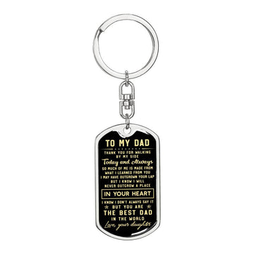 litzzy To my Dad Thank you for walking by my side 2 - Dog Tag Pendant Keychain Jewelry Dog Tag with Swivel Keychain (Steel) No 