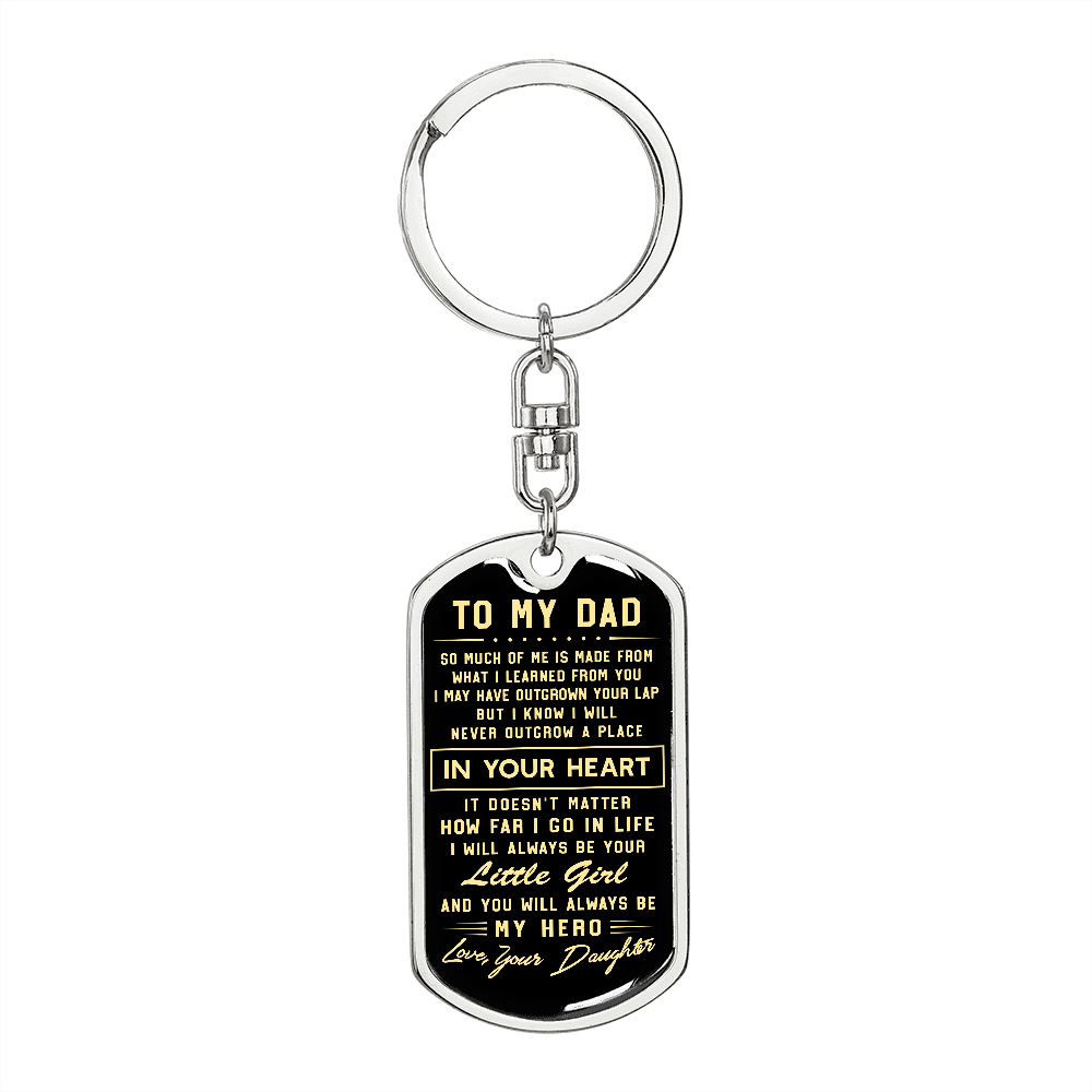 litzzy To My Dad - I Will Always Be Your Little Girl - Graphic Dog Tag Keychain Jewelry Dog Tag with Swivel Keychain (Steel) No 