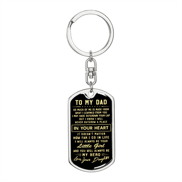 litzzy To My Dad - I Will Always Be Your Little Girl - Graphic Dog Tag Keychain Jewelry Dog Tag with Swivel Keychain (Steel) No 