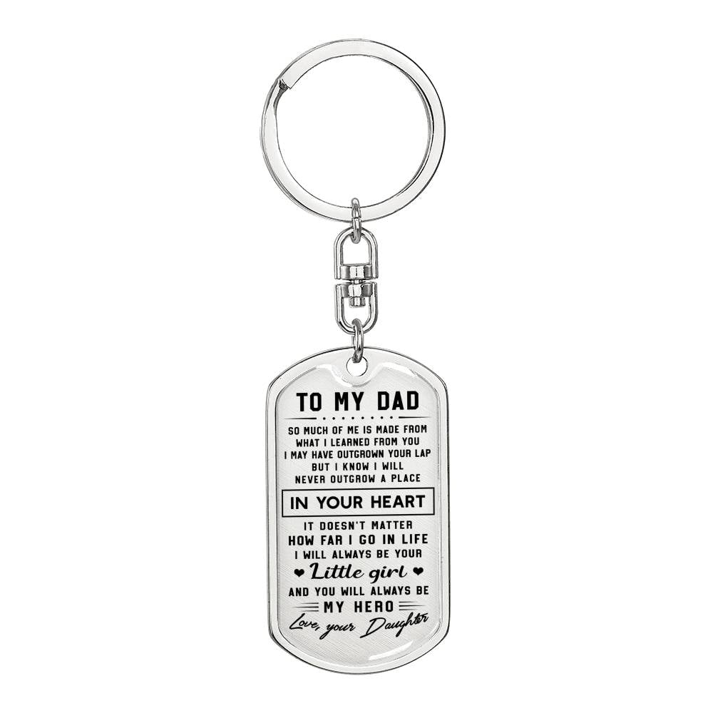 litzzy To my Dad Gift I will always be your little girl - Dog Tag Pendant Keychain Jewelry Dog Tag with Swivel Keychain (Steel) No 
