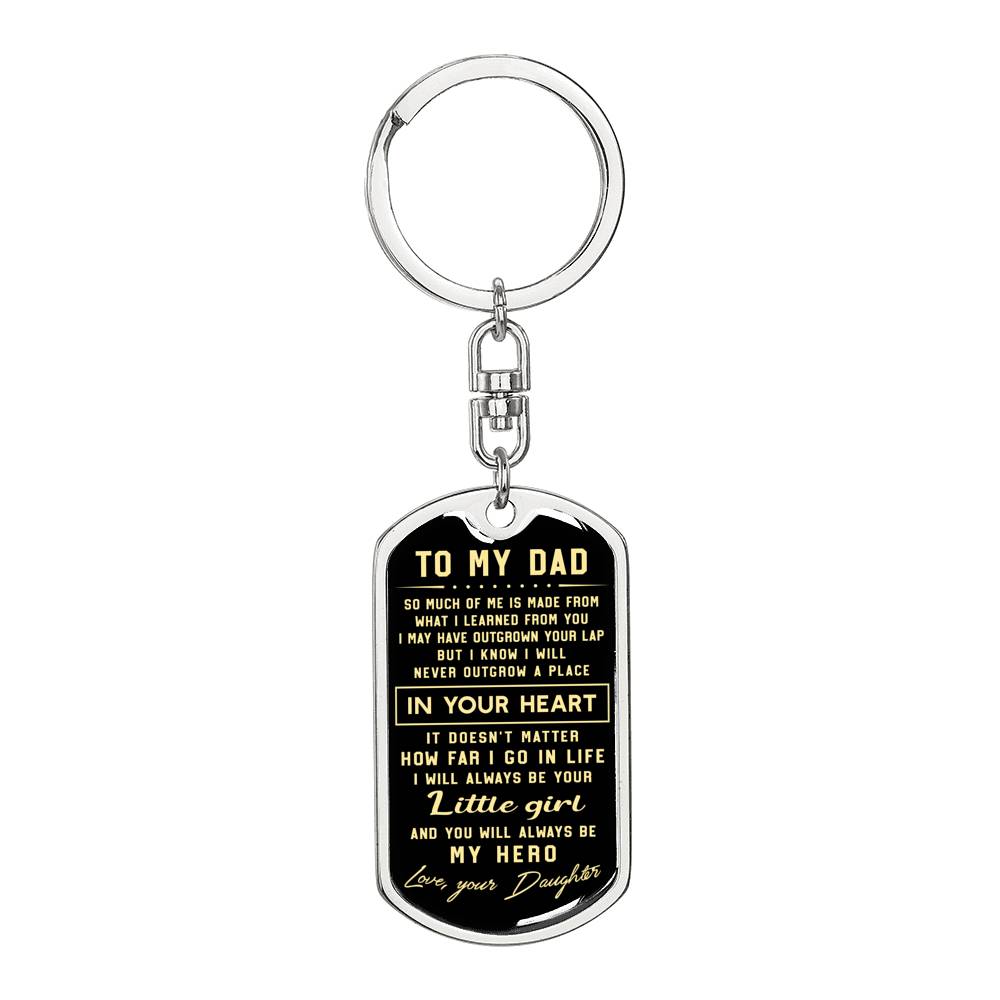 litzzy To my Dad I will always be your little girl - Dog Tag Pendant Keychain Jewelry Dog Tag with Swivel Keychain (Steel) No 