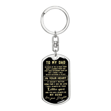 litzzy To my Dad I will always be your little girl - Dog Tag Pendant Keychain Jewelry Dog Tag with Swivel Keychain (Steel) No 