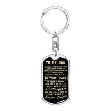 litzzy To my Dad little girl - Dog Tag Pendant Keychain Jewelry Dog Tag with Swivel Keychain (Steel) No 