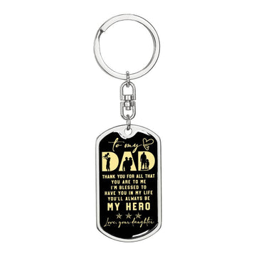 litzzy To my Dad Father's Day Gift from Daughter - Dog Tag Pendant Keychain Jewelry Dog Tag with Swivel Keychain (Steel) No 