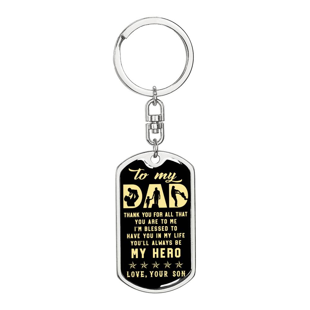 litzzy To my Dad Father's Day Gift from Son - Dog Tag Pendant Keychain Jewelry Dog Tag with Swivel Keychain (Steel) No 