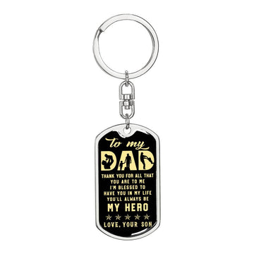 litzzy To my Dad Father's Day Gift from Son - Dog Tag Pendant Keychain Jewelry Dog Tag with Swivel Keychain (Steel) No 