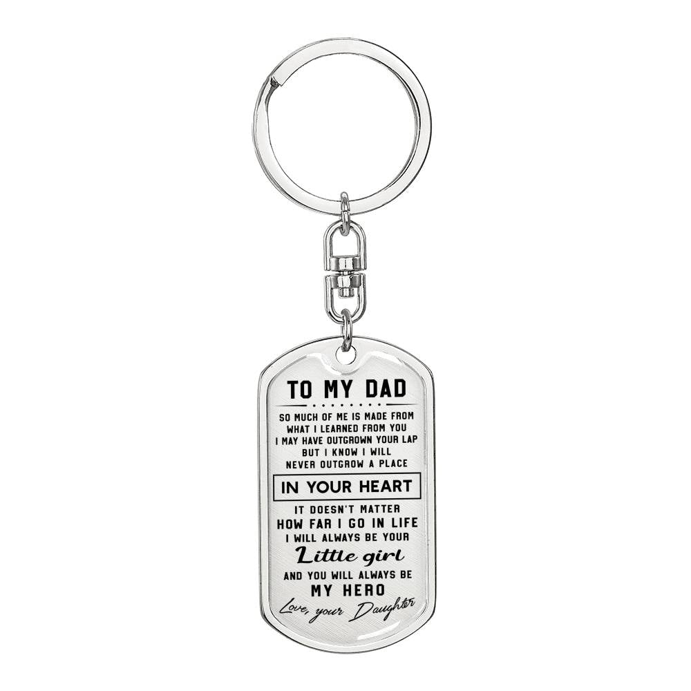 litzzy To my Dad I will always be your little girl - Dog Tag Pendant Keychain Jewelry Dog Tag with Swivel Keychain (Steel) No 