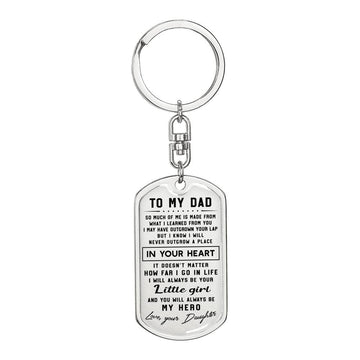 litzzy To my Dad I will always be your little girl - Dog Tag Pendant Keychain Jewelry Dog Tag with Swivel Keychain (Steel) No 