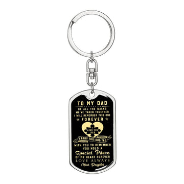 litzzy To my Dad - You hold a special piece of my heart Father of Bride Gifts - Dog Tag Pendant Keychain Jewelry Dog Tag with Swivel Keychain (Steel) No 