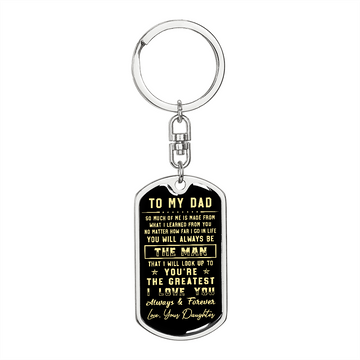 litzzy To my Dad - Father's Day Gift from Daughter - Graphic Dog Tag Keychain Jewelry Dog Tag with Swivel Keychain (Steel) No 