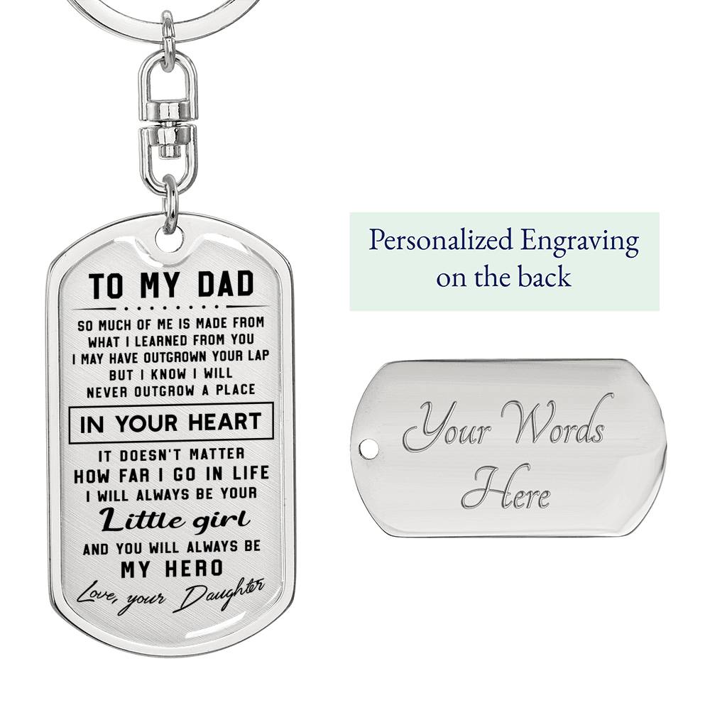 litzzy To my Dad I will always be your little girl - Dog Tag Pendant Keychain Jewelry Dog Tag with Swivel Keychain (Steel) Yes 