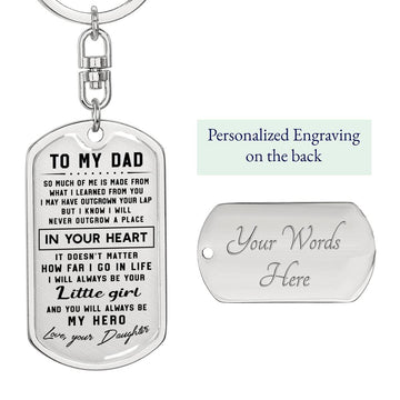 litzzy To my Dad I will always be your little girl - Dog Tag Pendant Keychain Jewelry Dog Tag with Swivel Keychain (Steel) Yes 