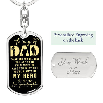 litzzy To my Dad Father's Day Gift from Daughter - Dog Tag Pendant Keychain Jewelry Dog Tag with Swivel Keychain (Steel) Yes 