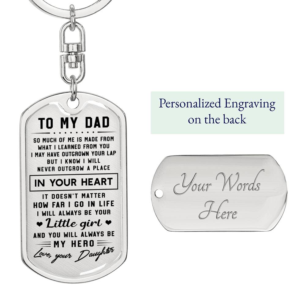 litzzy To my Dad Gift I will always be your little girl - Dog Tag Pendant Keychain Jewelry Dog Tag with Swivel Keychain (Steel) Yes 