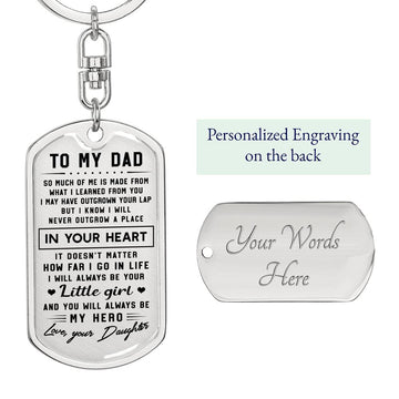litzzy To my Dad Gift I will always be your little girl - Dog Tag Pendant Keychain Jewelry Dog Tag with Swivel Keychain (Steel) Yes 