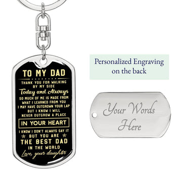 litzzy To my Dad Thank you for walking by my side 2 - Dog Tag Pendant Keychain Jewelry Dog Tag with Swivel Keychain (Steel) Yes 