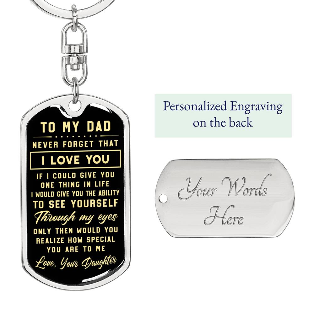 litzzy To My Dad - Never Forget That I Love You - Dog Tag Pendant Keychain Jewelry Dog Tag with Swivel Keychain (Steel) Yes 