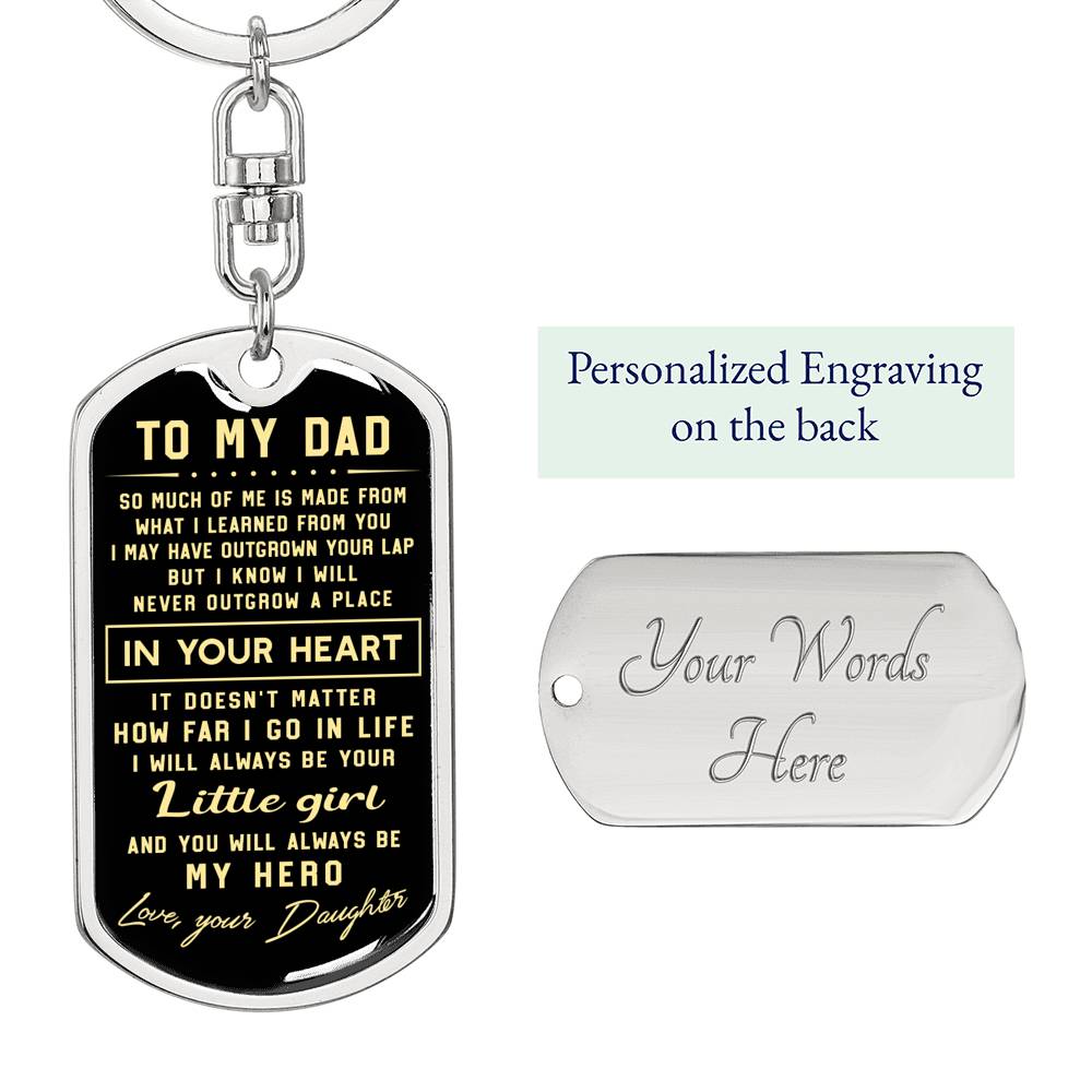 litzzy To my Dad I will always be your little girl - Dog Tag Pendant Keychain Jewelry Dog Tag with Swivel Keychain (Steel) Yes 