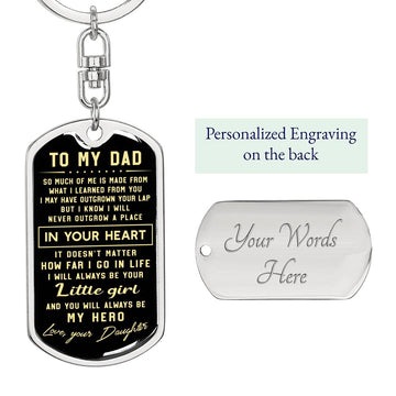 litzzy To my Dad I will always be your little girl - Dog Tag Pendant Keychain Jewelry Dog Tag with Swivel Keychain (Steel) Yes 