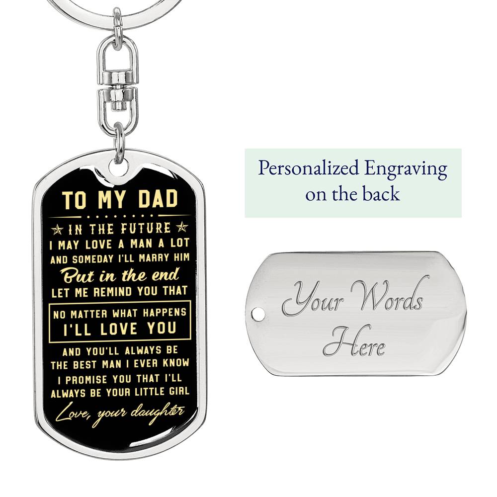 litzzy To my Dad I’ll always be your little girl - Dog Tag Pendant Keychain Jewelry Dog Tag with Swivel Keychain (Steel) Yes 