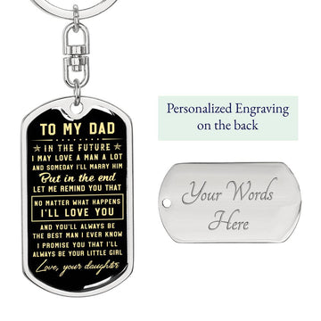 litzzy To my Dad I’ll always be your little girl - Dog Tag Pendant Keychain Jewelry Dog Tag with Swivel Keychain (Steel) Yes 