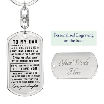 litzzy To my Dad I’ll always be your little girl - Dog Tag Pendant Keychain Jewelry Dog Tag with Swivel Keychain (Steel) Yes 