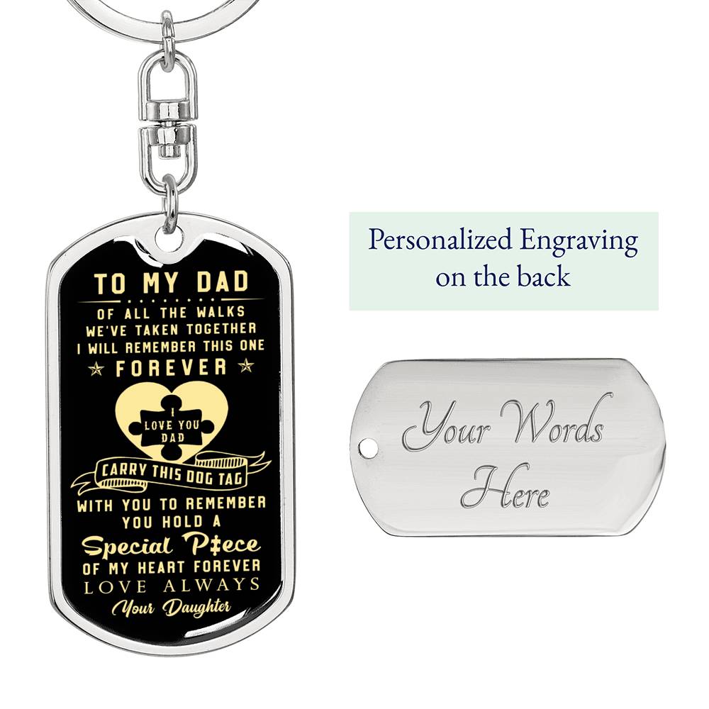 litzzy To my Dad - You hold a special piece of my heart Father of Bride Gifts - Dog Tag Pendant Keychain Jewelry Dog Tag with Swivel Keychain (Steel) Yes 