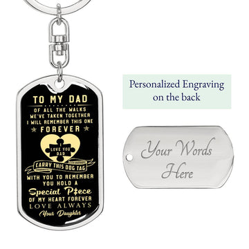 litzzy To my Dad - You hold a special piece of my heart Father of Bride Gifts - Dog Tag Pendant Keychain Jewelry Dog Tag with Swivel Keychain (Steel) Yes 
