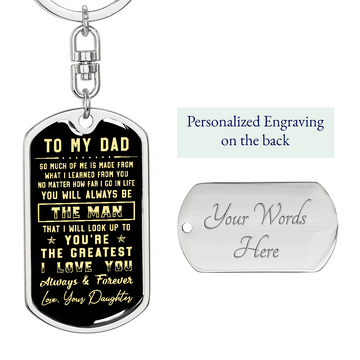 litzzy To my Dad - Father's Day Gift from Daughter - Graphic Dog Tag Keychain Jewelry Dog Tag with Swivel Keychain (Steel) Yes 