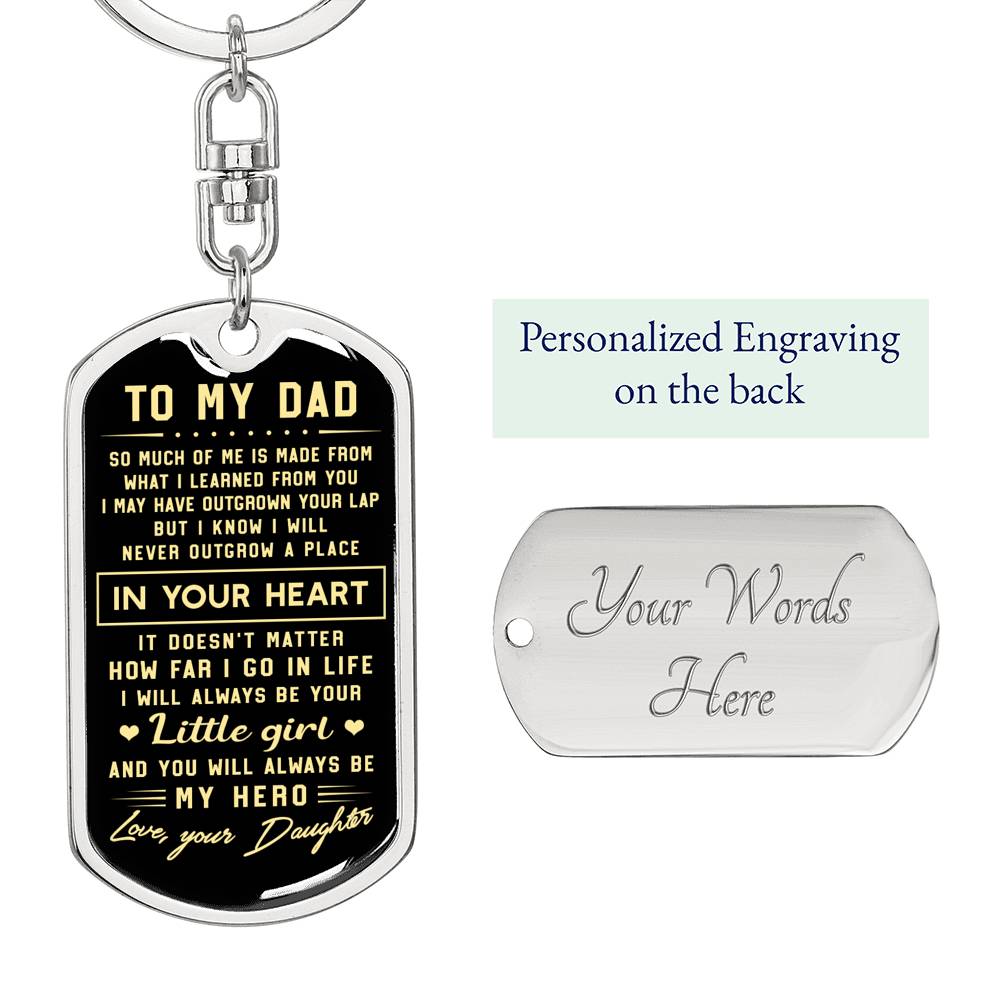 litzzy To my Dad little girl - Dog Tag Pendant Keychain Jewelry Dog Tag with Swivel Keychain (Steel) Yes 