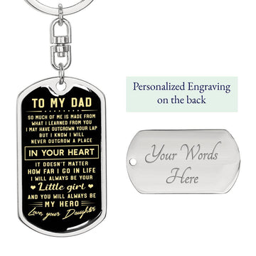 litzzy To my Dad little girl - Dog Tag Pendant Keychain Jewelry Dog Tag with Swivel Keychain (Steel) Yes 