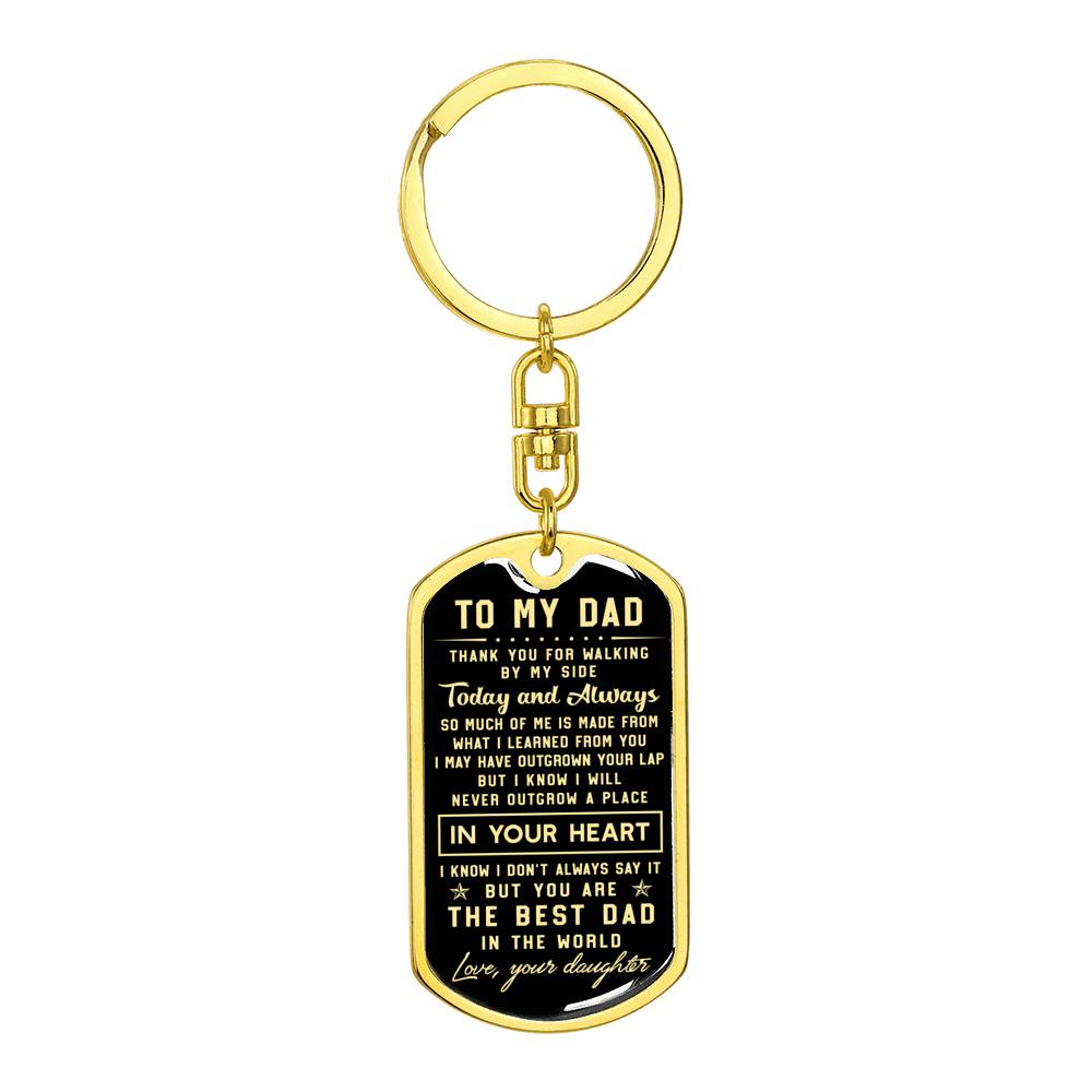 litzzy To my Dad Thank you for walking by my side 2 - Dog Tag Pendant Keychain Jewelry Dog Tag with Swivel Keychain (Gold) No 