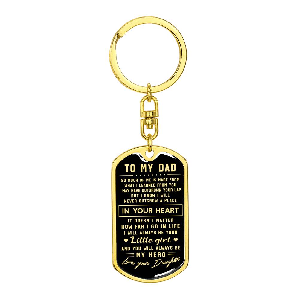litzzy To my Dad little girl - Dog Tag Pendant Keychain Jewelry Dog Tag with Swivel Keychain (Gold) No 
