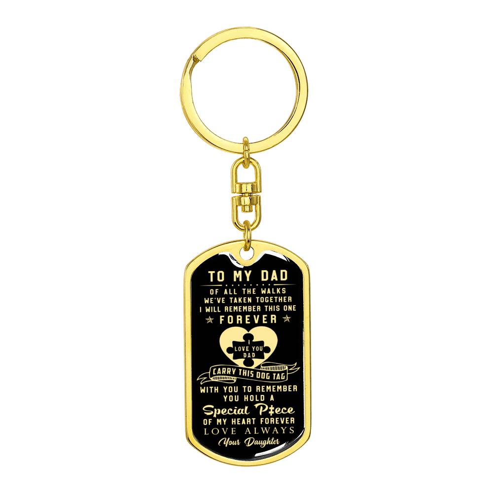 litzzy To my Dad - You hold a special piece of my heart Father of Bride Gifts - Dog Tag Pendant Keychain Jewelry Dog Tag with Swivel Keychain (Gold) No 
