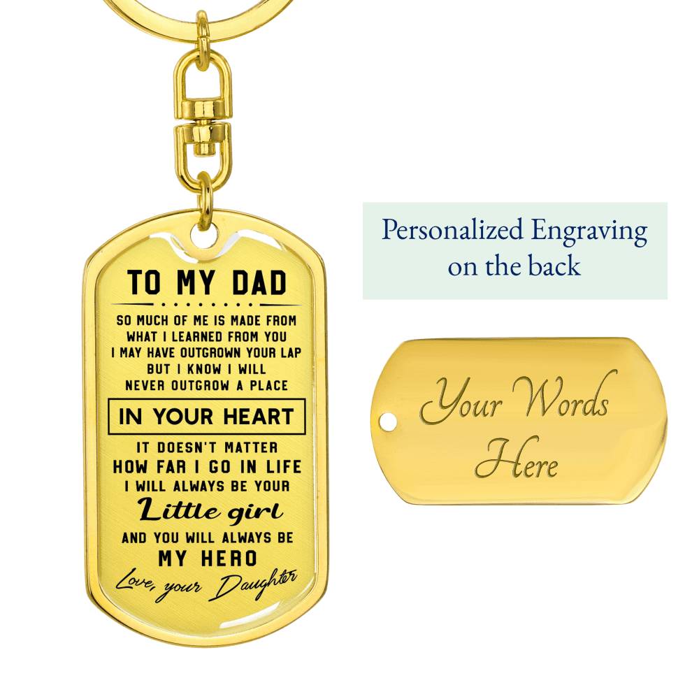 litzzy To my Dad I will always be your little girl - Dog Tag Pendant Keychain Jewelry Dog Tag with Swivel Keychain (Gold) Yes 