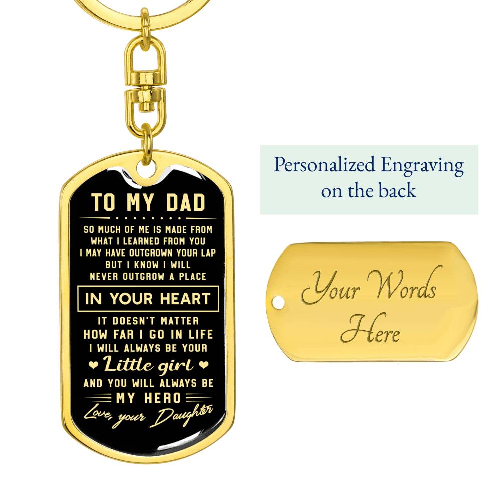 litzzy To my Dad little girl - Dog Tag Pendant Keychain Jewelry Dog Tag with Swivel Keychain (Gold) Yes 