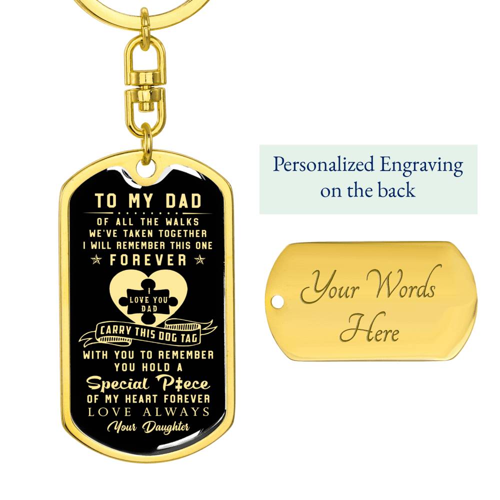 litzzy To my Dad - You hold a special piece of my heart Father of Bride Gifts - Dog Tag Pendant Keychain Jewelry Dog Tag with Swivel Keychain (Gold) Yes 