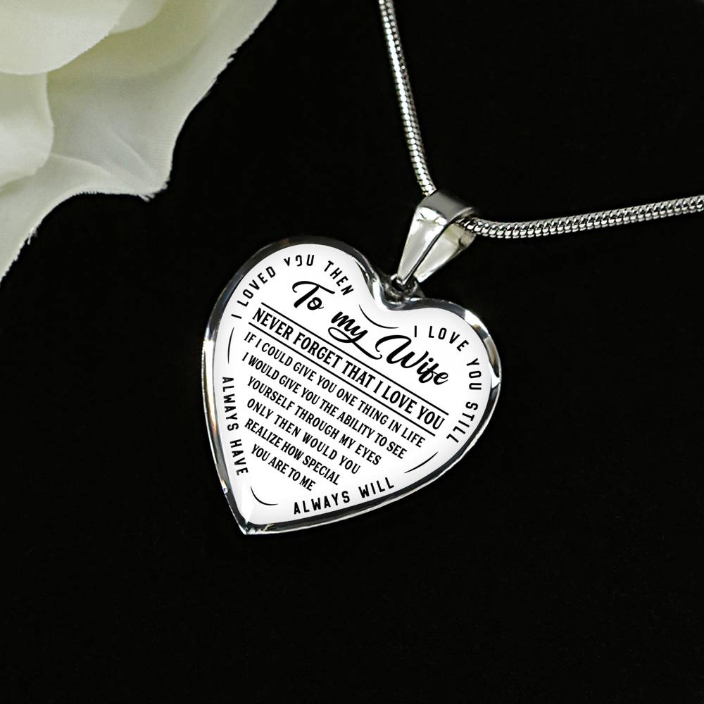 litzzy To My Wife - Never Forget That I Love You - Heart Luxury Necklace - Necklace Gift For Her, Wife, Girlfriend, Anniversary, Wedding, Valentine, Birthday with Message Card Jewelry   