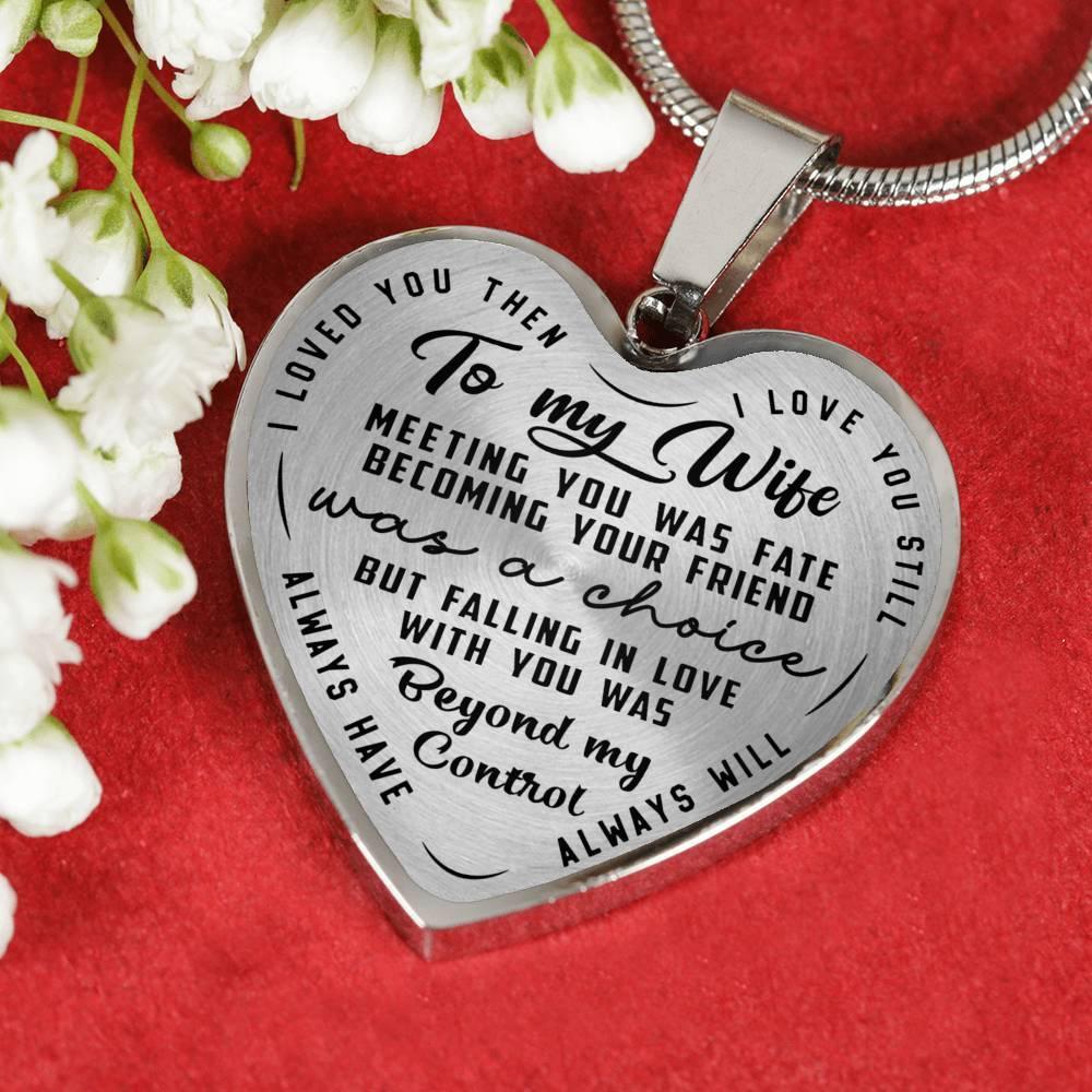 litzzy To My Wife - Meeting You Was Fate - Heart Luxury Necklace - Necklace Gift For Her, Wife, Girlfriend, Anniversary, Wedding, Valentine, Birthday with Message Card Jewelry   