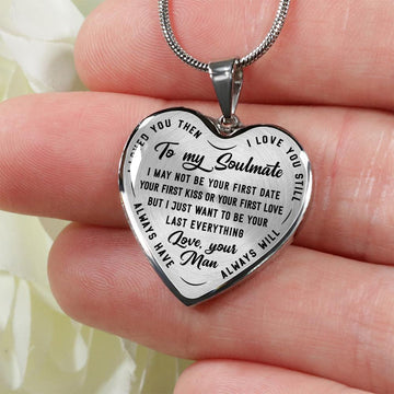 litzzy To My Soulmate - Last Everything - Heart Luxury Necklace - Necklace Gift For Her, Wife, Girlfriend, Anniversary, Wedding, Valentine, Birthday with Message Card Jewelry   