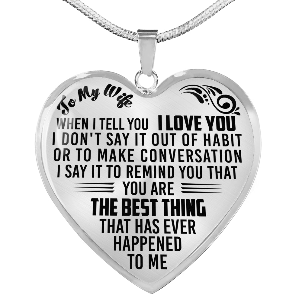 litzzy Personalized Wife Necklace - To My Wife Necklace When I tell I Love You - Husband to Wife, Gift For My Wife, Romantic Wife Gift, Wife Birthday Surprise Jewelry Luxury Necklace (Silver)  