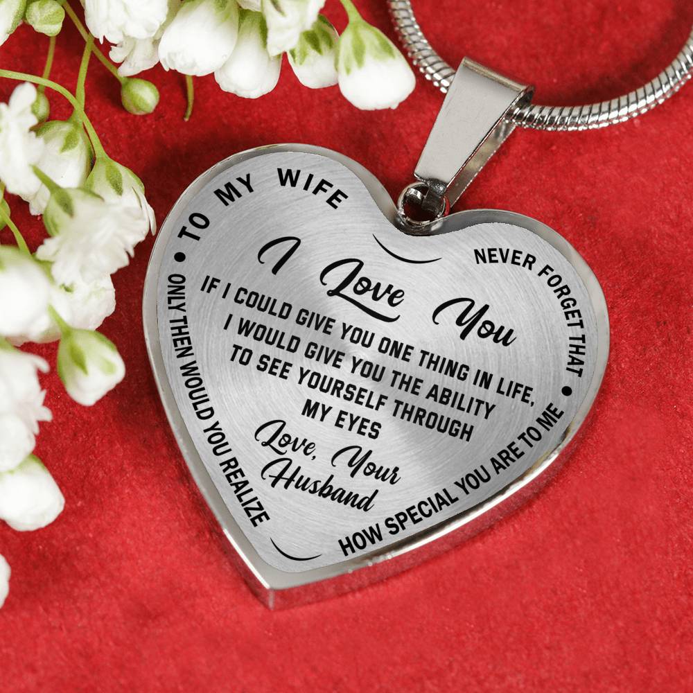 litzzy To My Wife Never Forget That I Love You - Gift For Christmas, Birthday, Anniversary - Necklace Gift For Her, Wife, Girlfriend, Anniversary, Wedding, Valentine, Birthday with Message Card Jewelry   